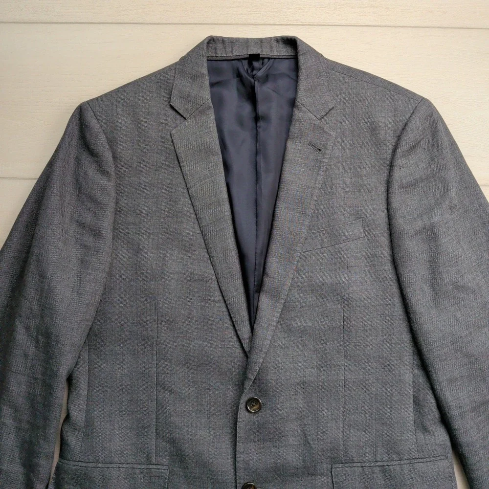 J Crew Ludlow Blazer Sport Coat‎ Mens 40R Linen Wool Blend Gray Suit Jacket